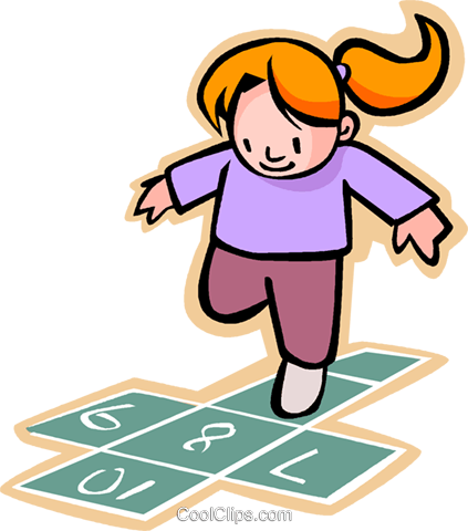 Little Girl Playing Hopscotch Royalty Free Vector Clip - Clipart Hopscotch (423x480), Png Download