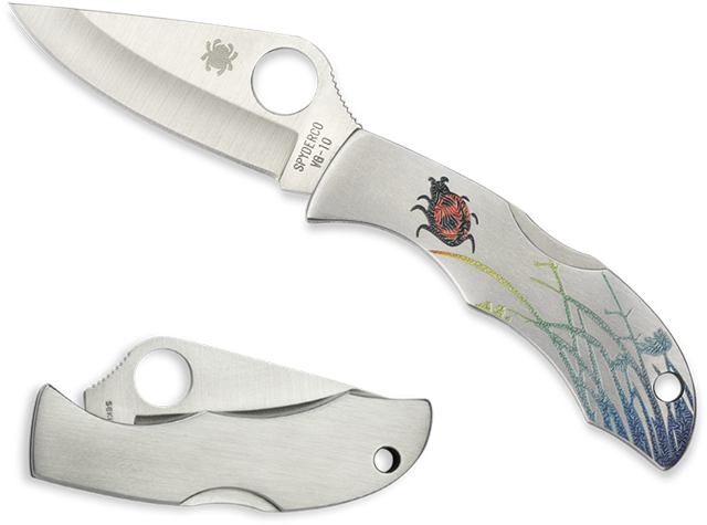 Spyderco Ladybug 3 Stainless Steel Tattoo Folding Knife - Spyderco Ladybug 3, Tattoo, Stainless Steel Handle, (800x800), Png Download