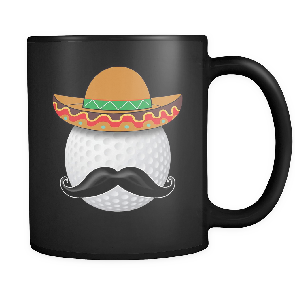 Funny Golf Ball Mustache Mexican Sports - Mug (1024x1024), Png Download