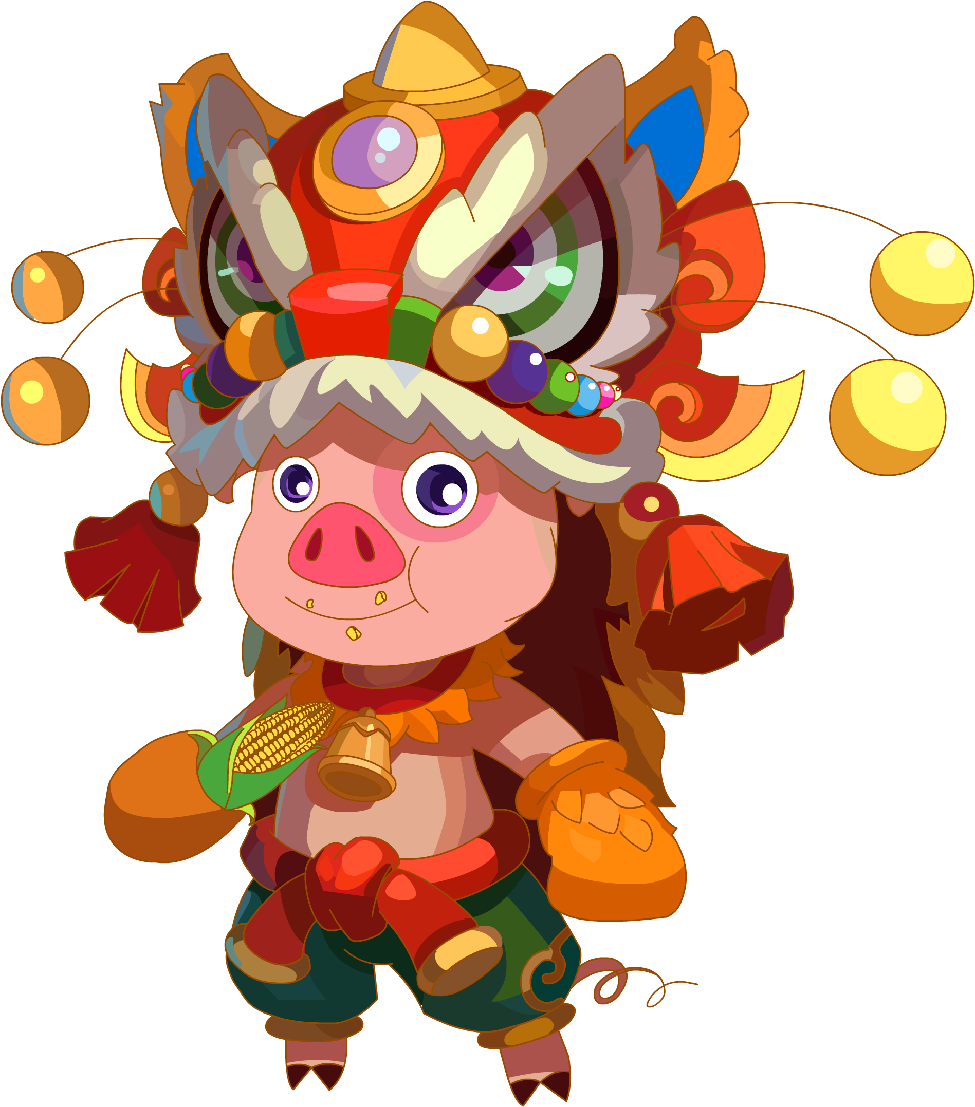 Hand Painted Cartoon Gold Pig Decoration Png - Cartoon (3502x2689), Png Download