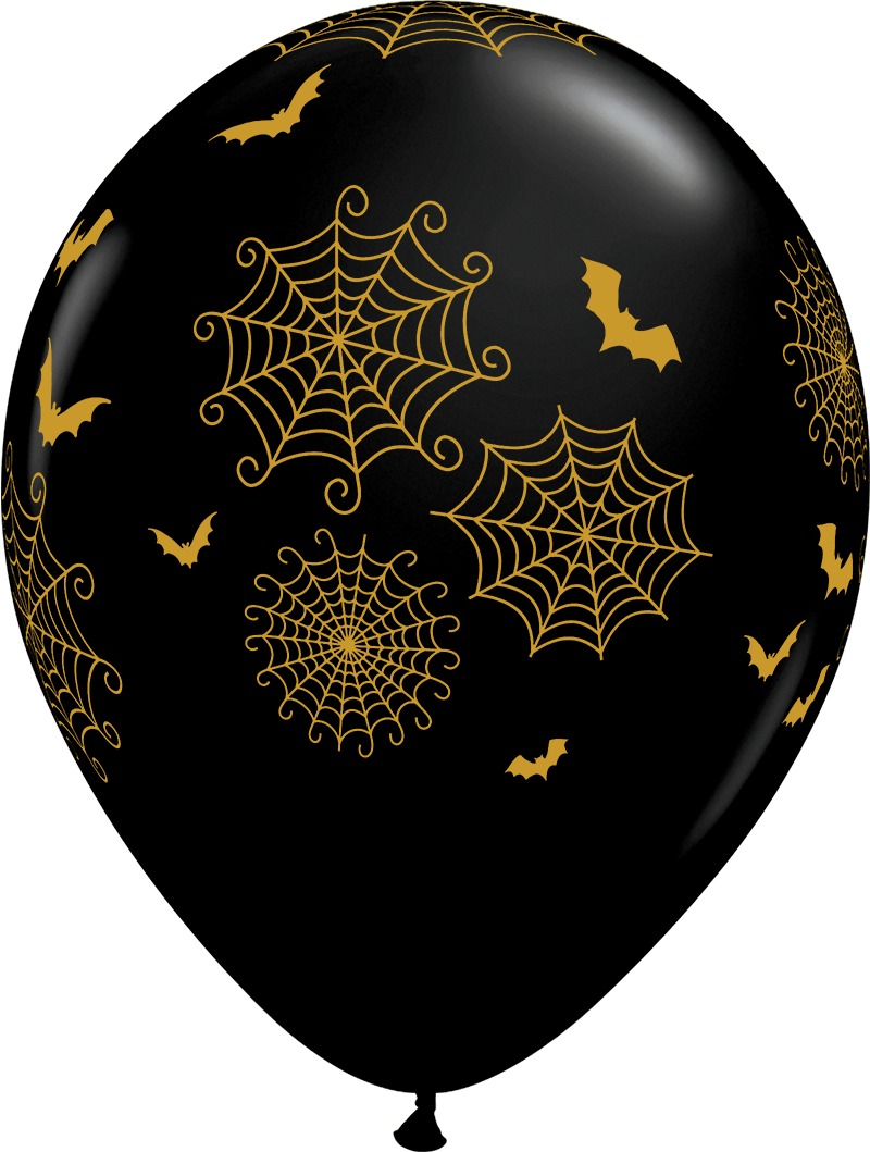 Spider Webs And Bats Halloween Latex Balloon (800x1059), Png Download