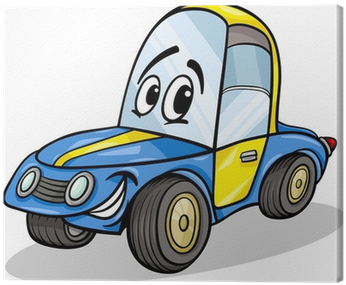 Funny Racing Car Cartoon Illustration Canvas Print - Racing Car Cartoon (400x400), Png Download