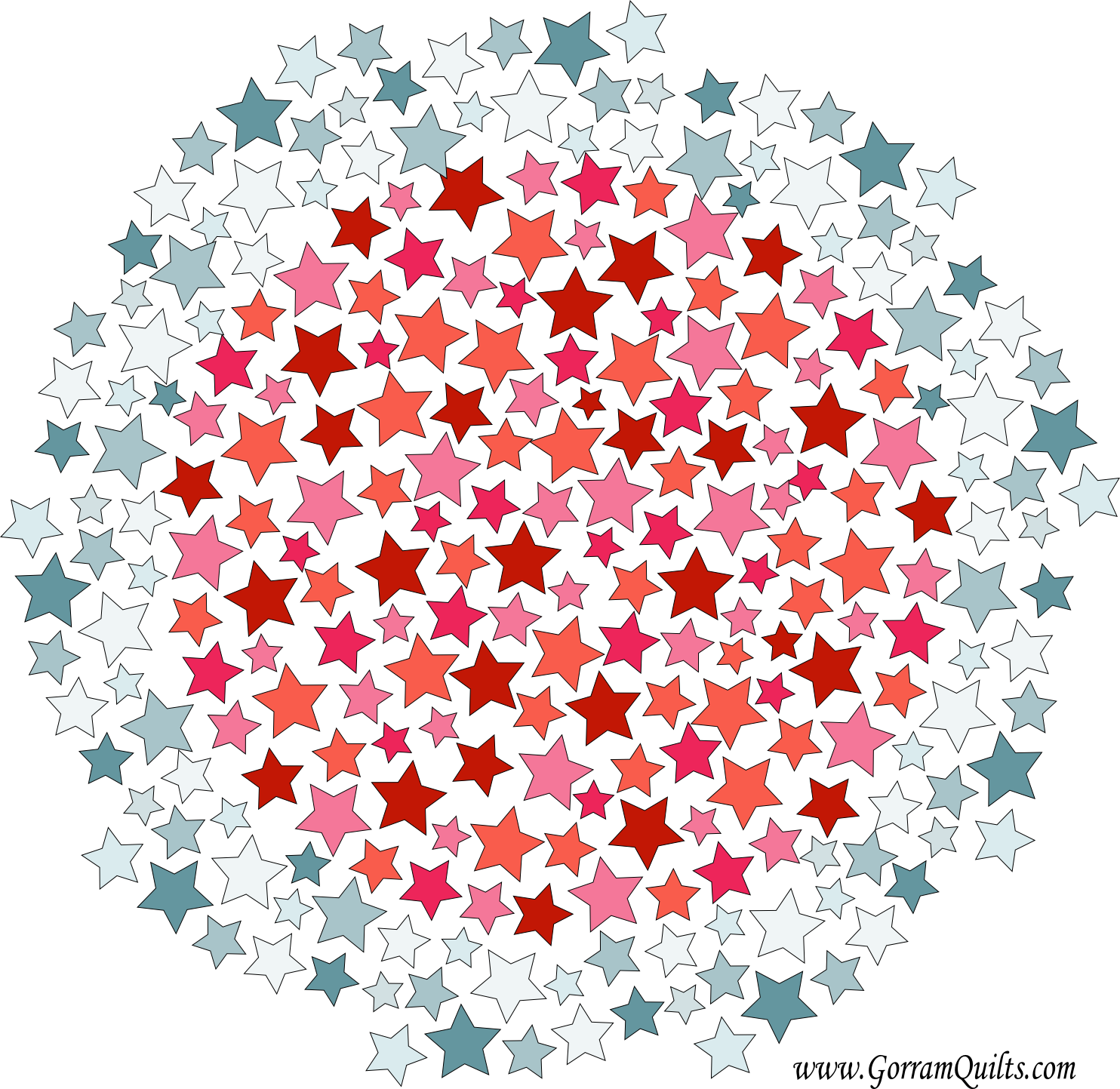 Quilt Design A Day Qdad Inkscape Stars Circle Red White - Circle (1484x1443), Png Download