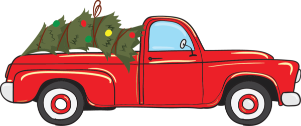 Vintage Red Christmas Truck - Christmas Truck Clipart Png (600x252), Png Download