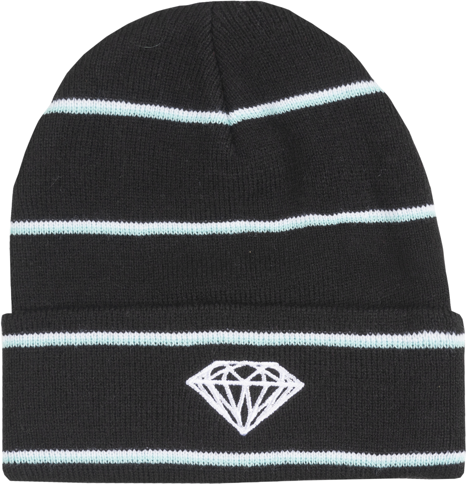 Diamond Supply Co - Diamond Supply Co Skateboard Beanie Striped Black/white/blue (985x1000), Png Download