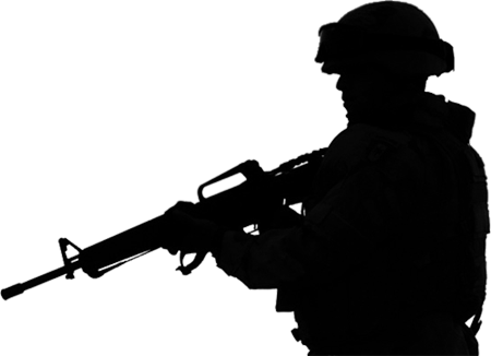 Pics For > Soldiers Silhouette Png - Transparent Silhouette Of Soldier (450x326), Png Download