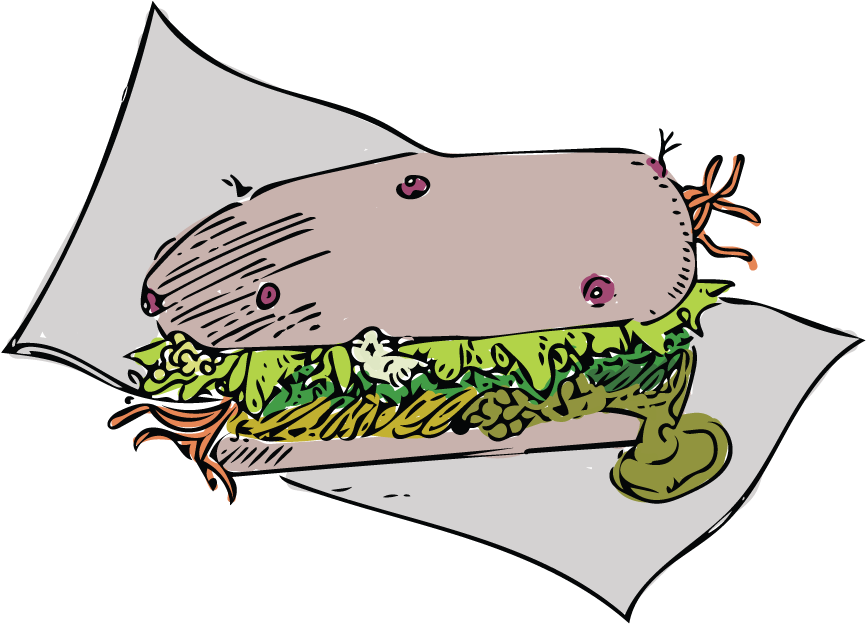 Clipart - Gross Sandwich Cartoon (879x628), Png Download