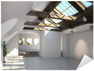 Empty Room With Rustic Timber Ceiling And Skylights - Residential Skylights (400x400), Png Download
