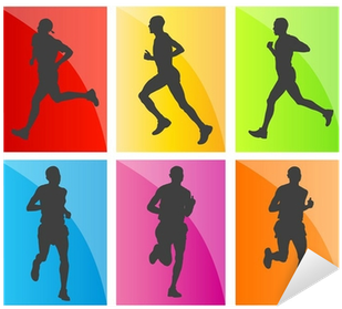 Man Marathon Runners Silhouettes Set Sticker • Pixers® - Illustration (400x400), Png Download