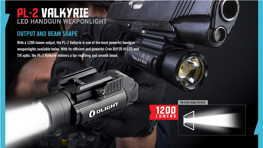 Olight Pl-2 Valkyrie 1200 Lumen Pistol Light (900x900), Png Download