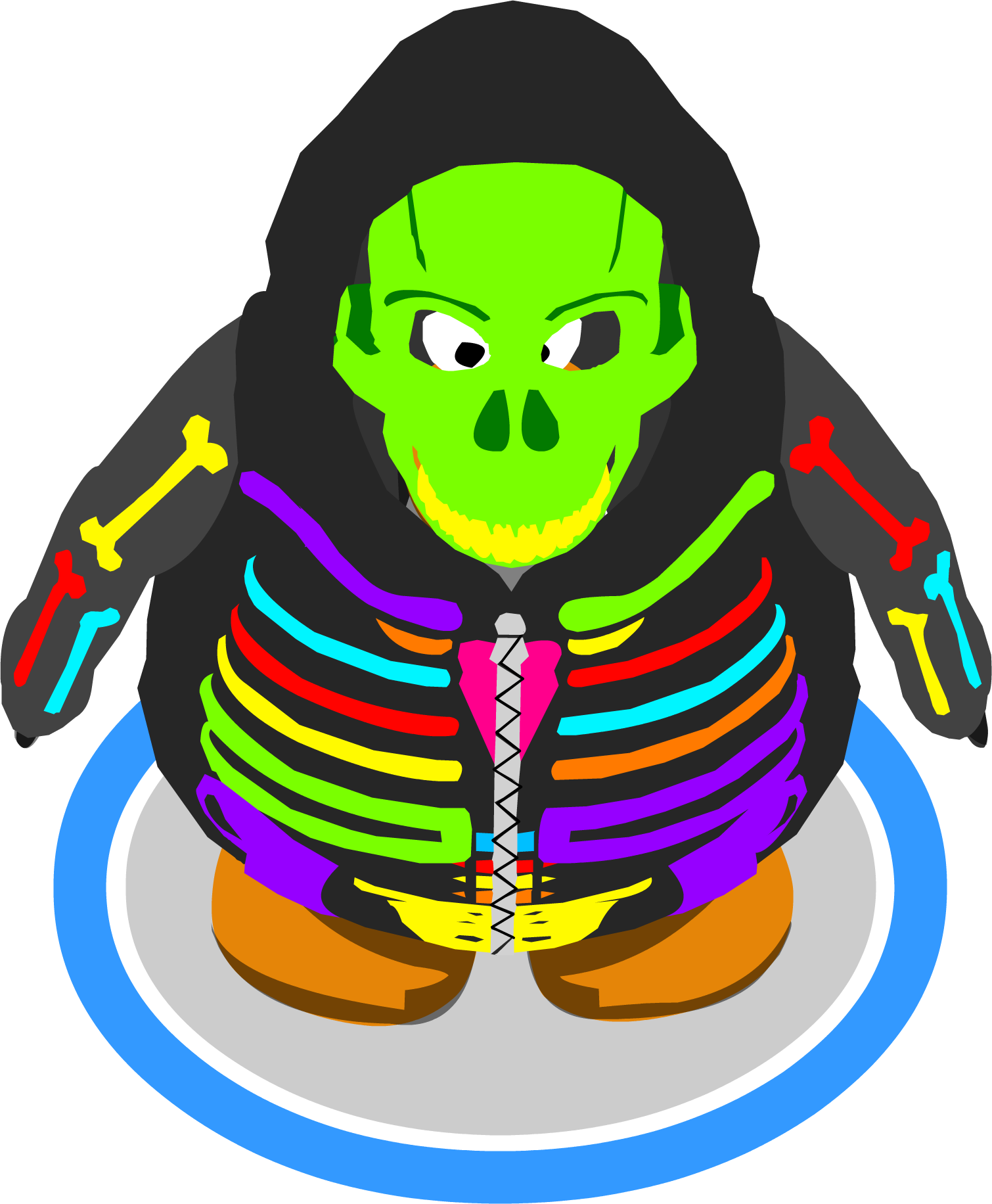 Neon Skeleton Hoodie Ingame - Club Penguin Neon Skeleton (1510x1832), Png Download