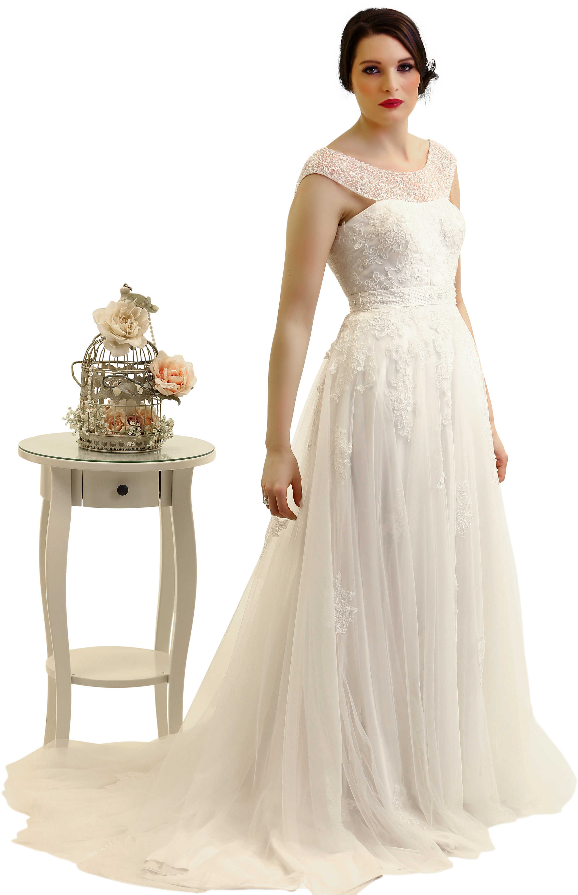 Beatrice Lace Fit And Flare Wedding Dress - Wedding Dress (2560x3840), Png Download