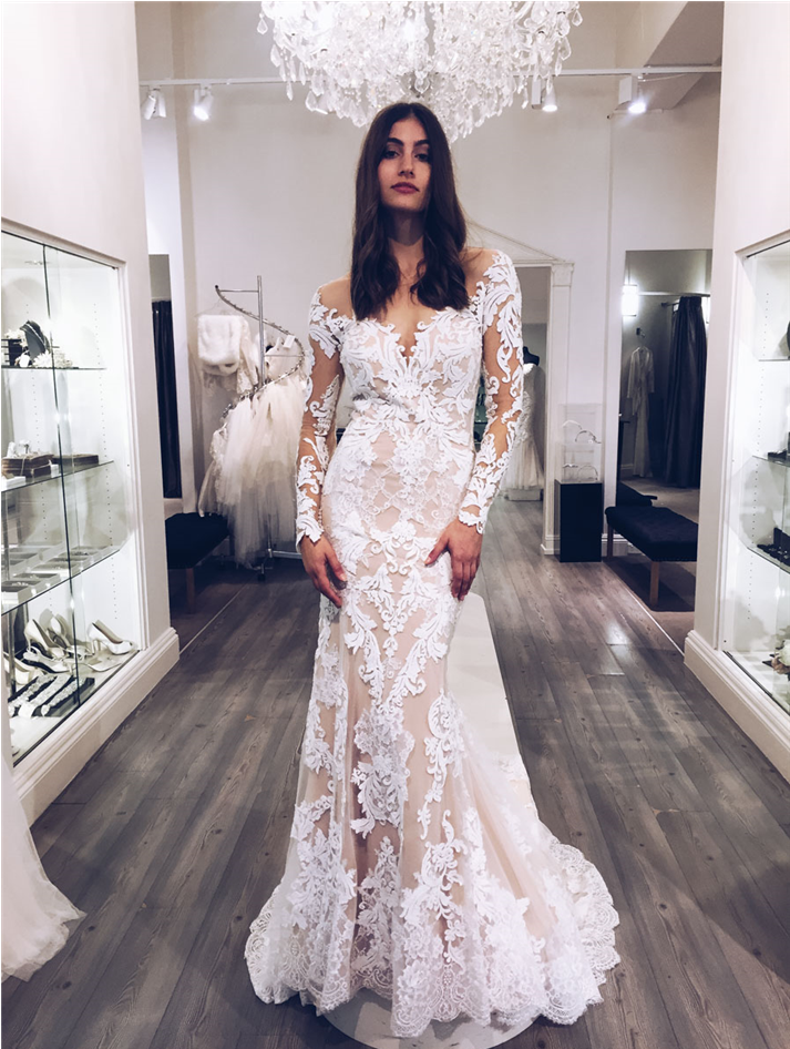 717 Long Sleeve Lace Wedding Dress - Demetrios 717 Wedding Dress (1200x946), Png Download