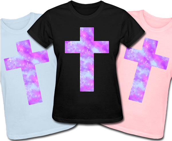 Purple Nebula Cross Tee - Cross (600x500), Png Download