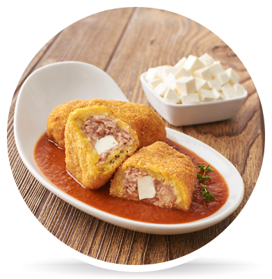 Croquetas De Plátano Macho Con Queso Panela Nochebuena - Croquetas De Platano Macho (391x401), Png Download