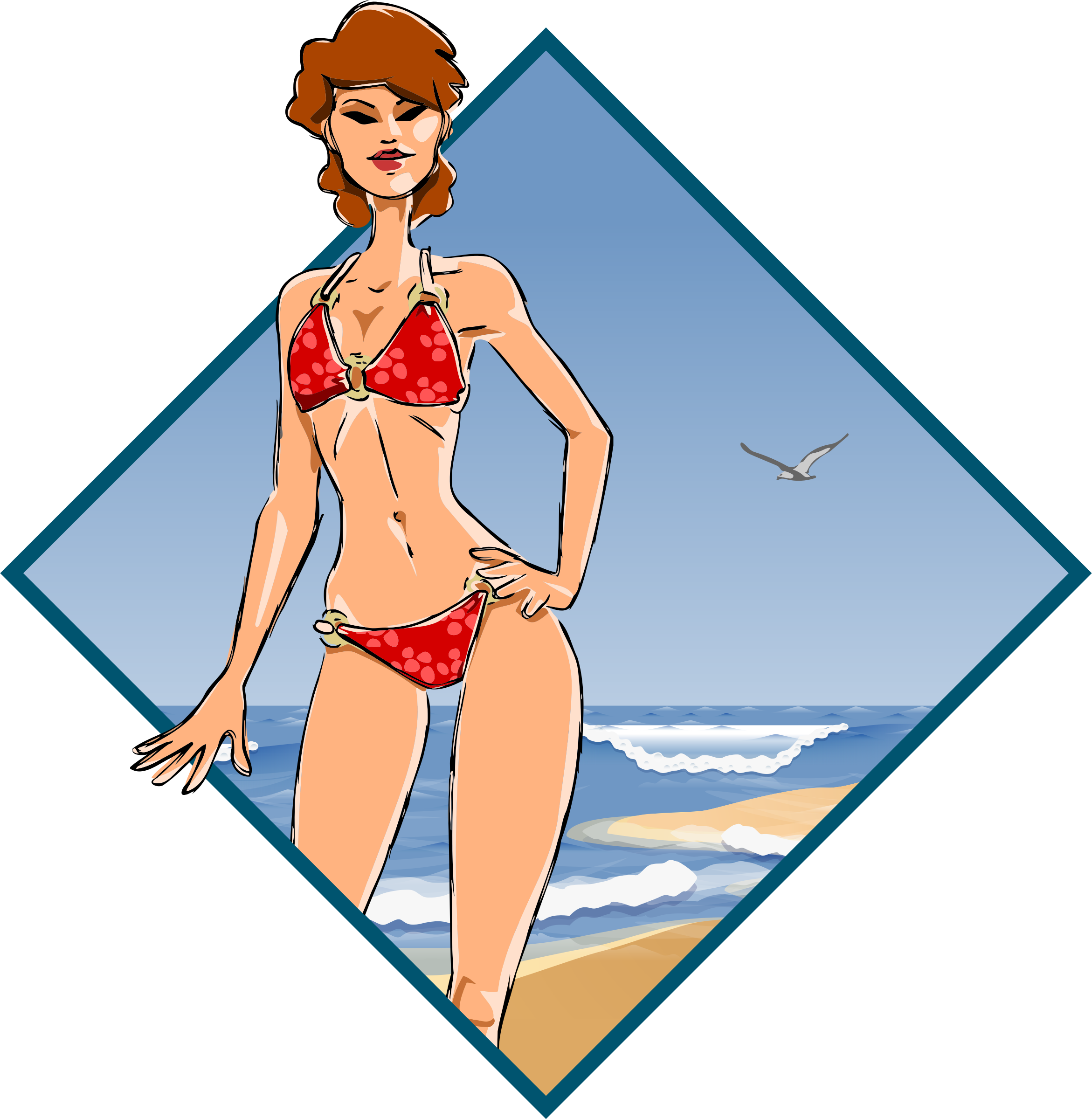 Big Image - Illustration Model Girl Bikini (2342x2400), Png Download