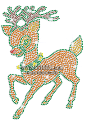 Lovely Christmas Reindeer Iron On Rhinestone Transfer - .net (450x450), Png Download