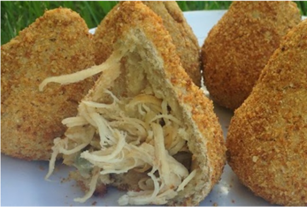 Coxinha-frango - Receita Massa Banana Verde (600x600), Png Download