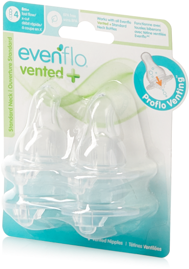 Vented Plus Xcut Nipples 01png - Evenflo Feeding Proflow Plus Vented X Cut Nipple 4 (550x550), Png Download