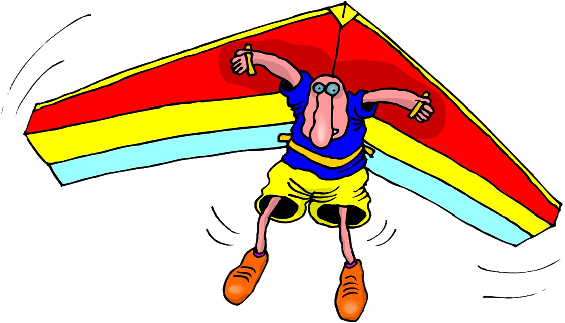 Man On Hang Glider - Hang Gliding Clipart (1124x643), Png Download