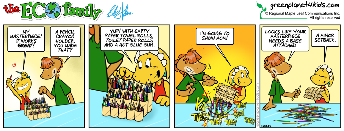 Green Planet Reuse Tips - Comic Strip On Reduce Reuse And Recycle (1200x467), Png Download