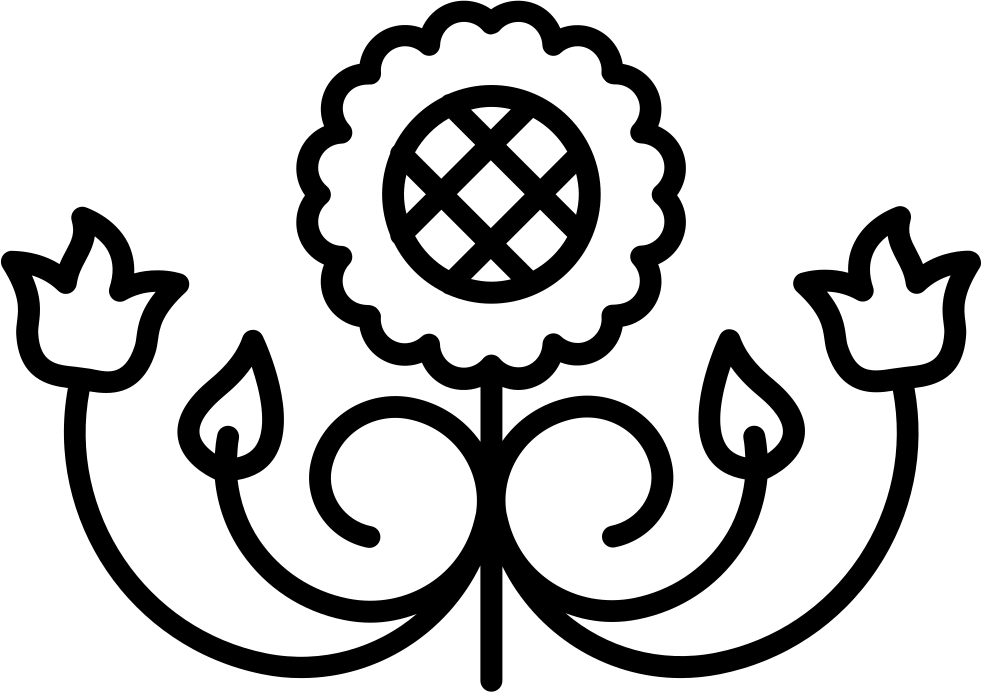 Flower Design With Curls And Leaves Comments - Symmetrical Design (982x692), Png Download