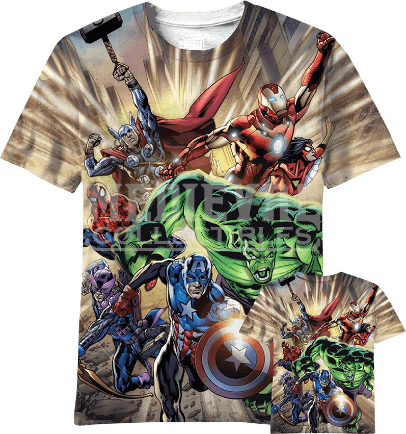 Marvel Heroes In Action Wraparound T-shirt - Stan Lee - Fearless Giclee On Canvas (850x850), Png Download