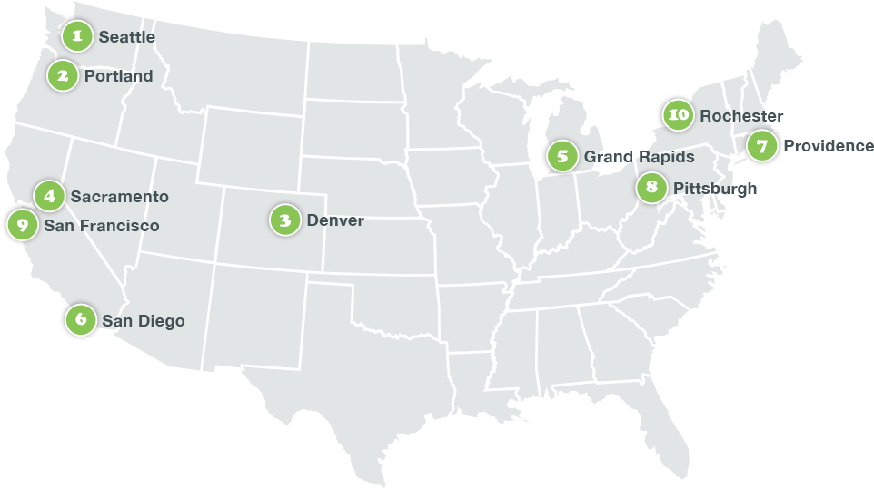Top 10 Most Hipster U - Most Hipster Cities (980x544), Png Download