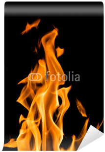 Yellow Flame Sparks Isolated On Black Wall Mural • - Flame With Black Background (400x400), Png Download