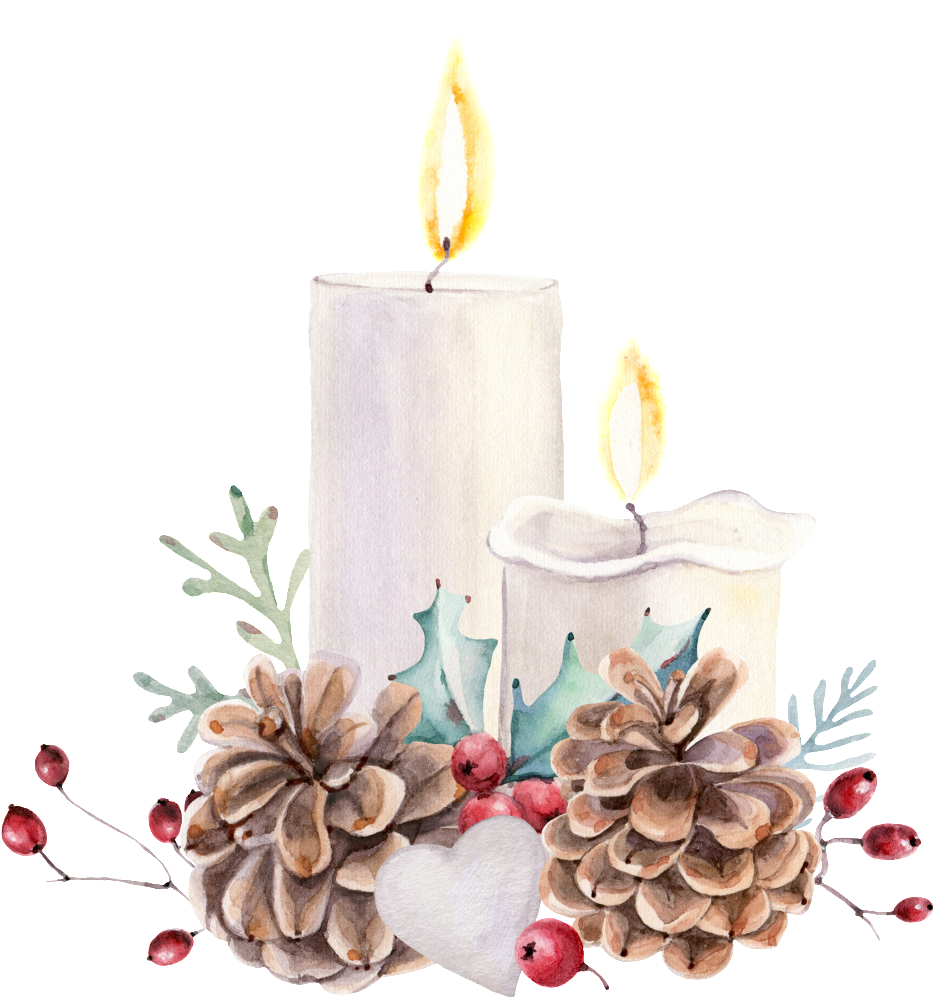 Beautiful Painted Candlelight Png - Weihnachtskiefern-kegel-stechpalmen-beeren-kerzen Kissen (1024x1024), Png Download