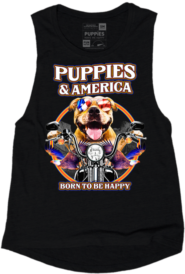 Puppies & America - Active Tank (600x600), Png Download
