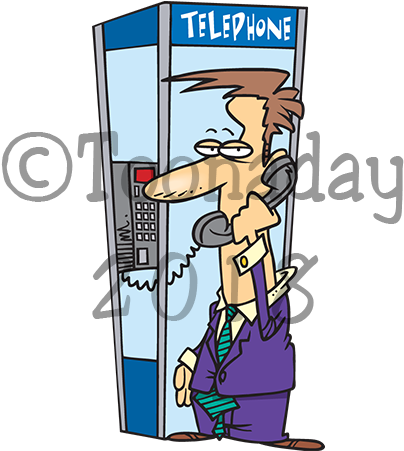 Man In Telephone Booth Cartoon (600x450), Png Download