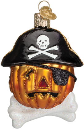 Pirate Pumpkin Ornament - Kiwi Glass Ornament By Old World Christmas (480x480), Png Download