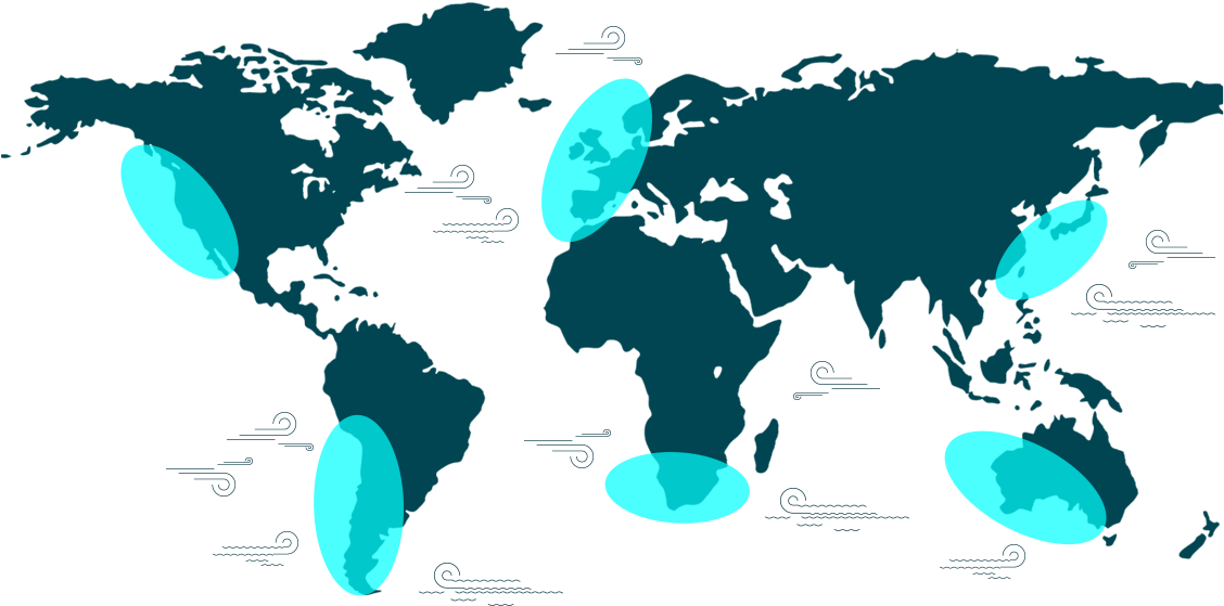 Floating Power Plant's Key Global Market Segments - Scottish Enterprise Ocean Energy World Map (1600x770), Png Download