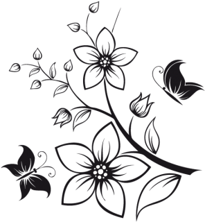 Color De La Superficie - Wall Painting Flower Images Black And White (430x323), Png Download