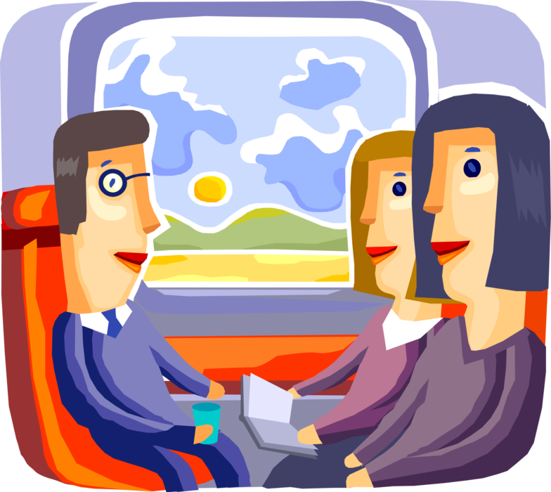 Vector Illustration Of Passenger Commuter Travelers - Train (784x700), Png Download