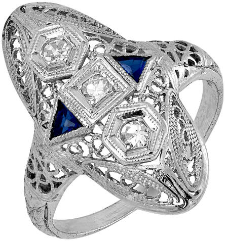 Vintage Three Stone Ring - Vecere Jewelers (800x800), Png Download