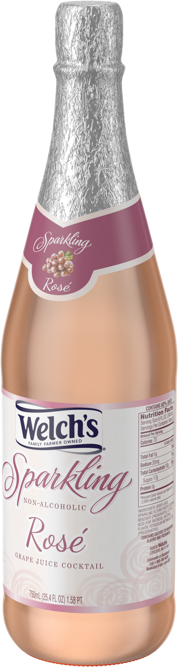 Welchs Non Alcoholic Sparkling Rosé Grape Juice Cocktail - Welch's (3000x3000), Png Download