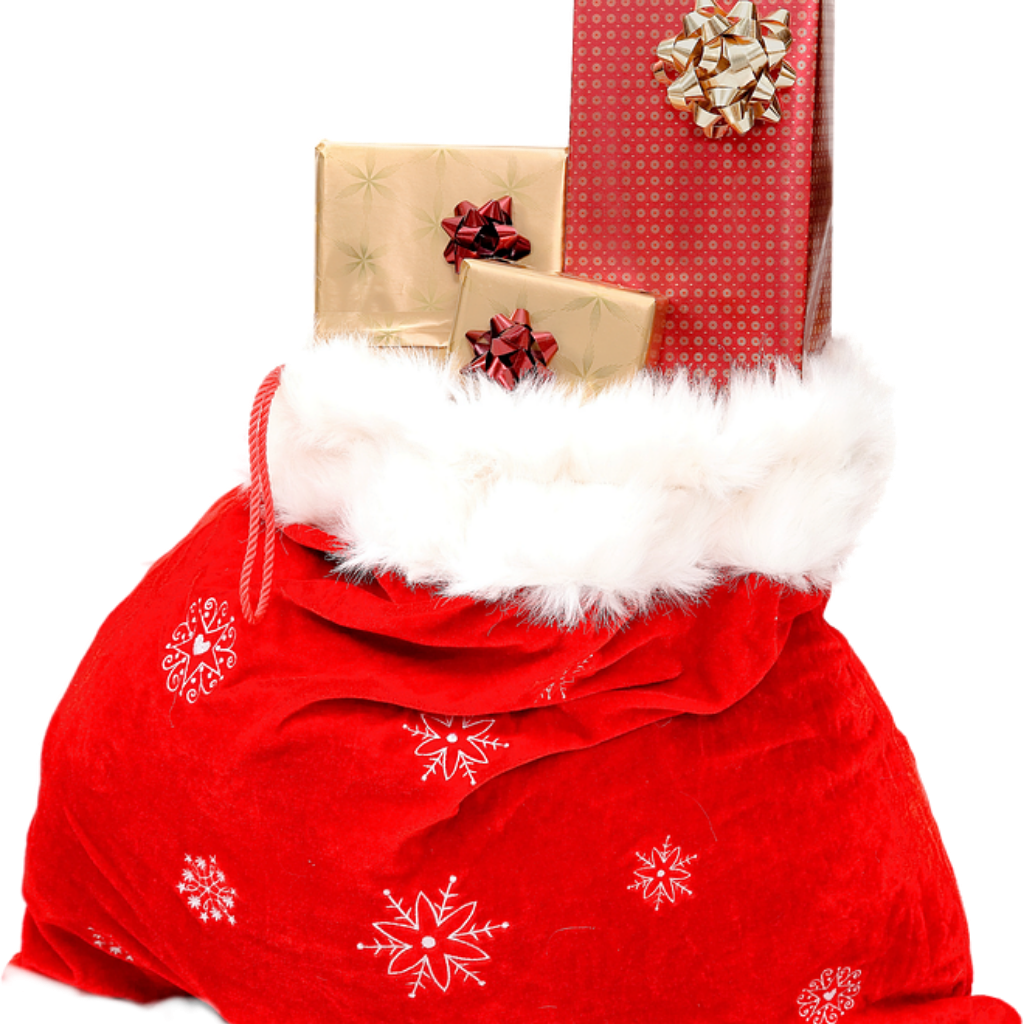 Red Sack Of Wrapped Christmas Presents - Luxury Christmas Sack (1024x1024), Png Download