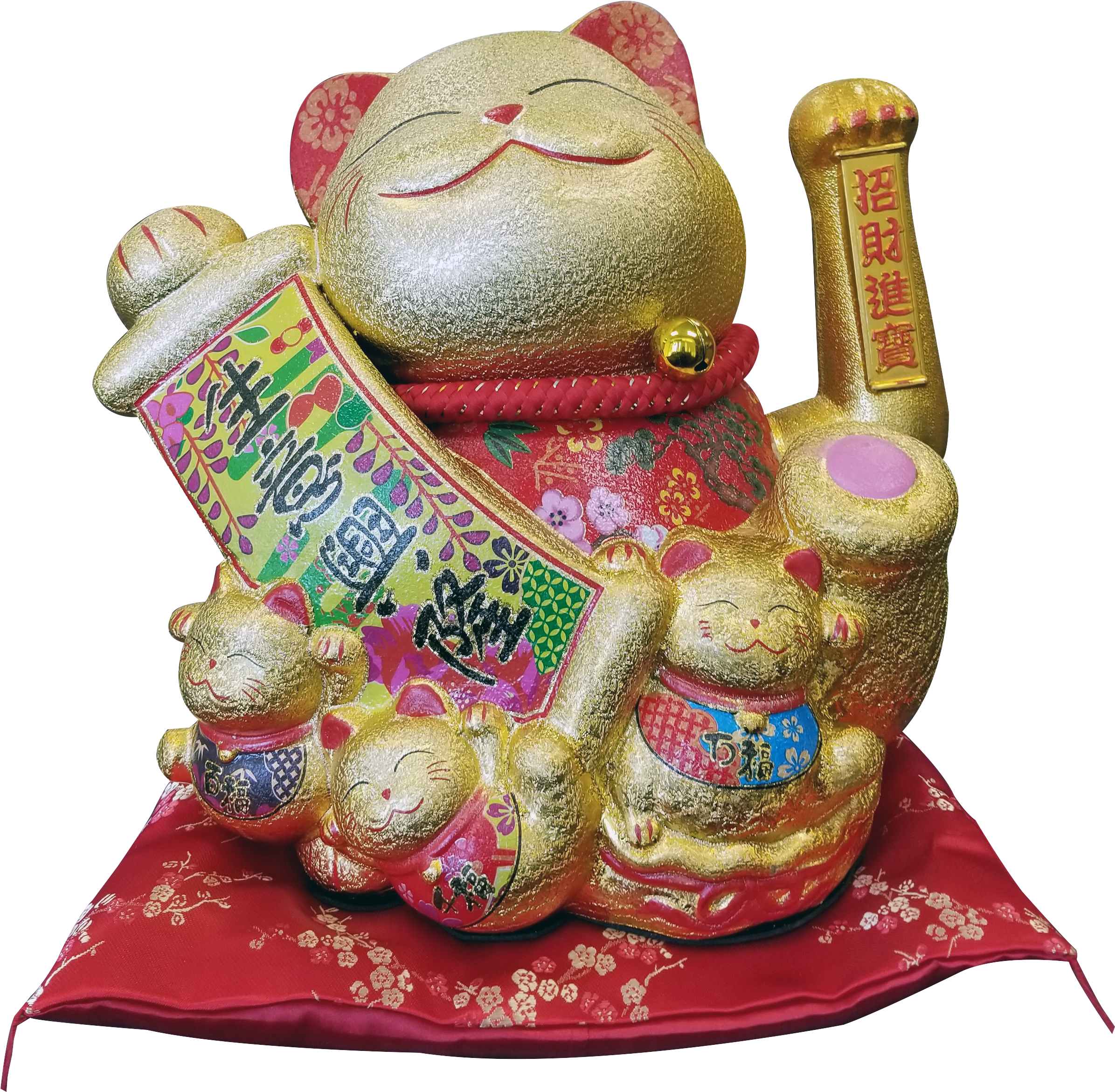 Maneki Neko Lucky Cat Decoration Fortune Cat And Scroll - Maneki Neko Lucky Cat Decoration Fortune Cat (2712x2616), Png Download