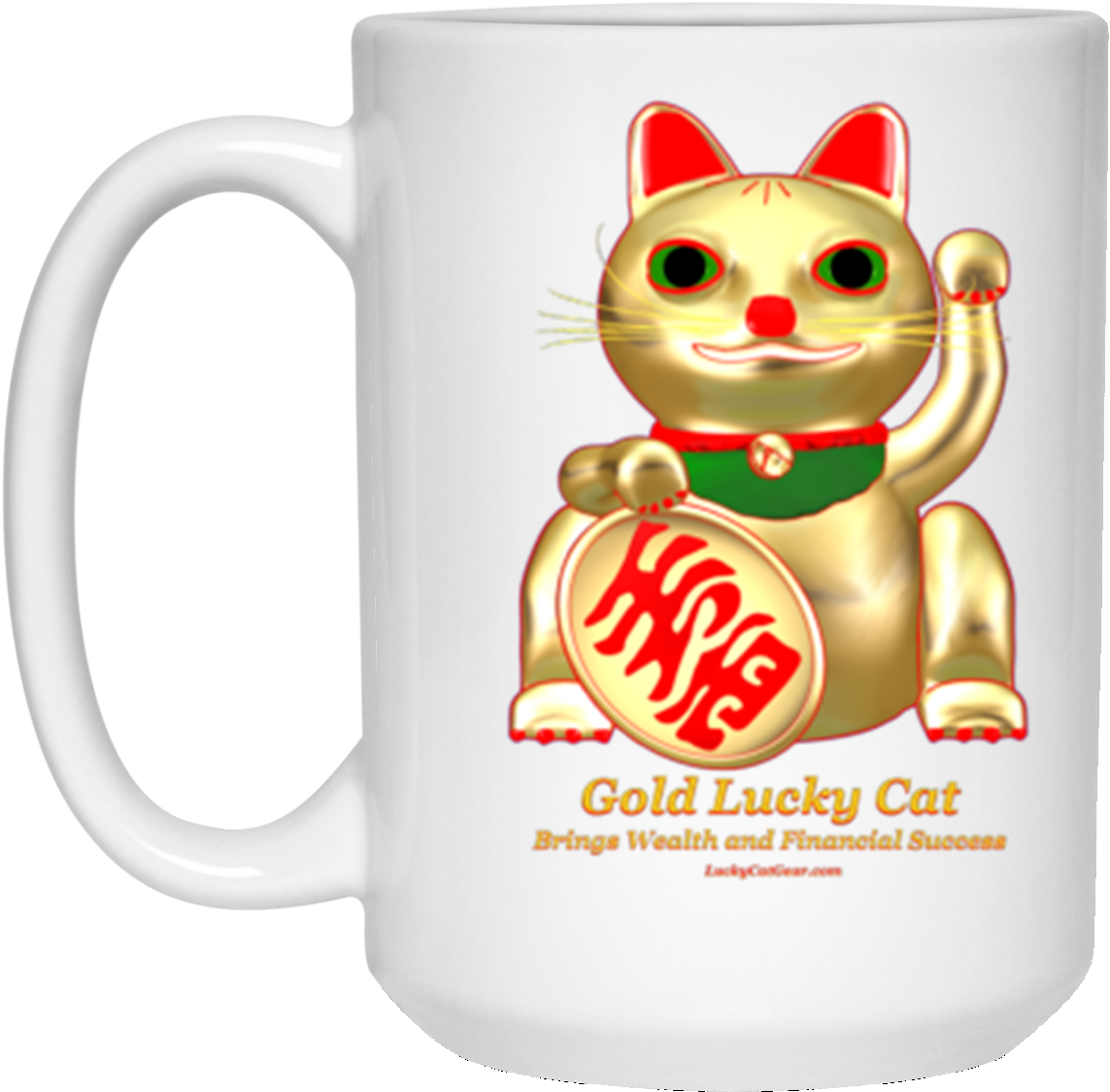 Gold Lucky Cat White 15oz Mug - Mug (1155x1155), Png Download