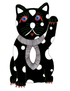 Maneki Neko/lucky Cat - Black Cat (674x518), Png Download