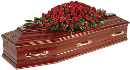 Ataúd De Caoba Cubierto De Rosas - Funeral Coffin (584x295), Png Download