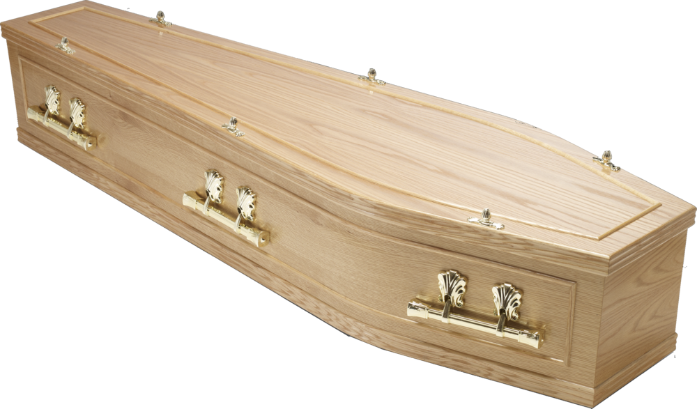 Ataúd De Madera Con Mangos Dorados - Wooden Coffin (985x577), Png Download