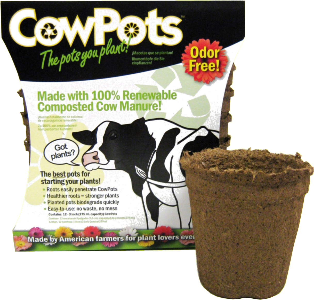 3rnd Pk Transparant - Cowpots Llc Plantable Pots, Round, 3-in., 12-pk. (1240x1185), Png Download