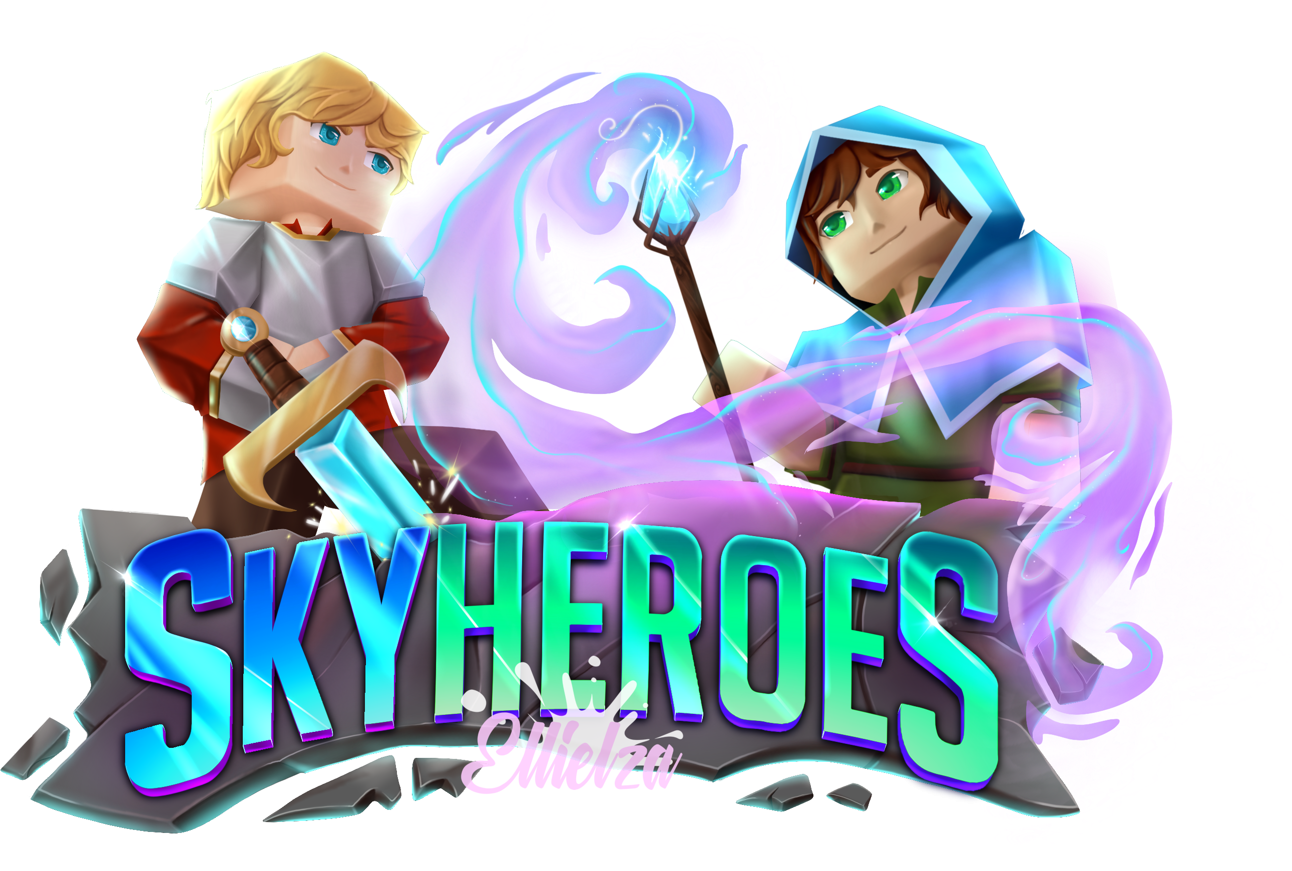 Offering [ Sale ] Ellielza's High Quality Hand Drawn - Minecraft Skyblock Server Logo Png (2732x2048), Png Download