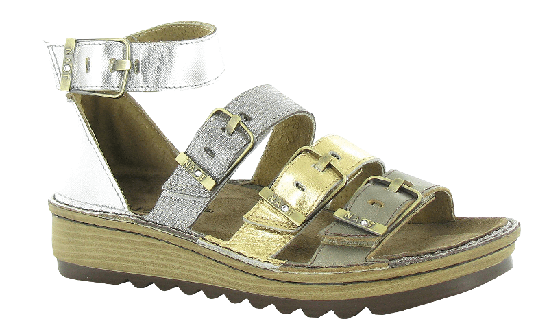 Naot Begonia Pewter/gold/silver Threads/silver Luster - Naot Women's Begonia Ankle Strap Sandal (800x800), Png Download