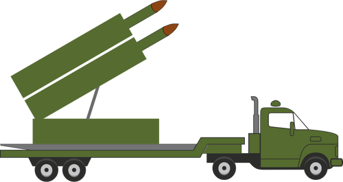 Missile Truck Vector Graphics With Rocket Artillery - Clipart For Military Truck (500x265), Png Download