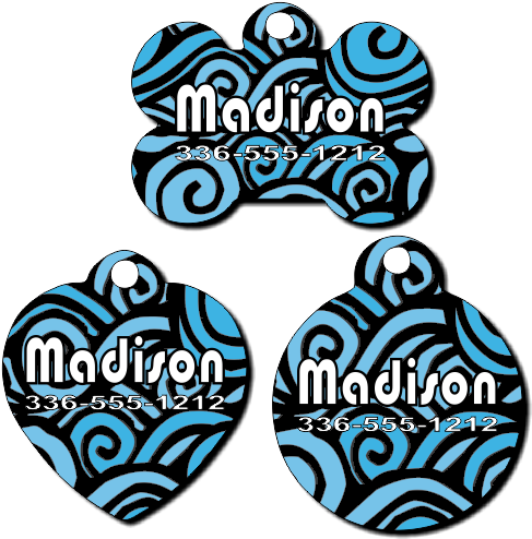 Personalized Blue Swirls Background Pet Tag For Dogs - Dog (500x500), Png Download