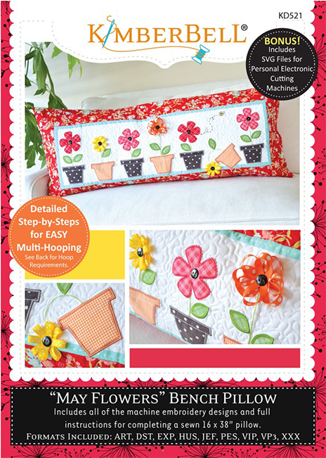 Kimberbell Designs May Flowers Bench Pillow Embroidery - May Flowers - Bench Pillow (cd) (650x650), Png Download